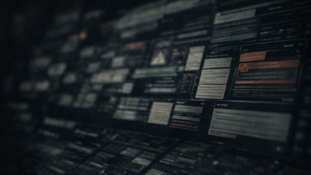 Interface digital com múltiplas informações desconectadas