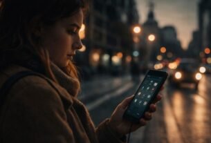 Pessoa usando aplicativo de serviços públicos em ambiente urbano