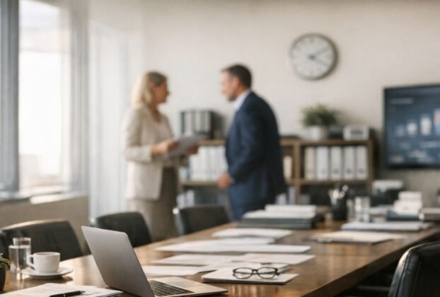 Ambiente corporativo organizado simbolizando estrutura interna que sustenta a customer experience