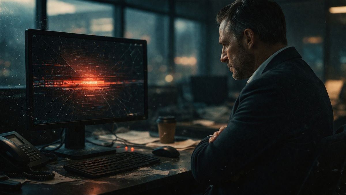 Profissional diante de sistema falhando simbolizando necessidade de caráter para sustentar a customer experience