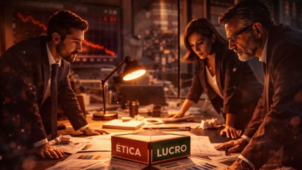 Profissionais decidindo sob pressão em mesa estratégica representando escolhas que moldam a experiência do cliente
Função editorial: Processo interno de decisão que revela prioridades reais.