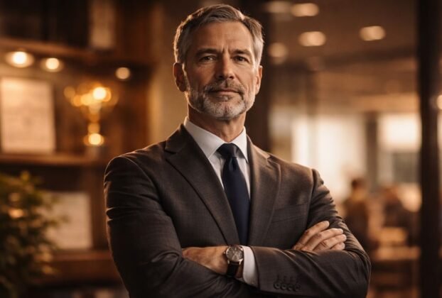 Profissional em postura firme e consistente simbolizando autoridade construída através da customer experience