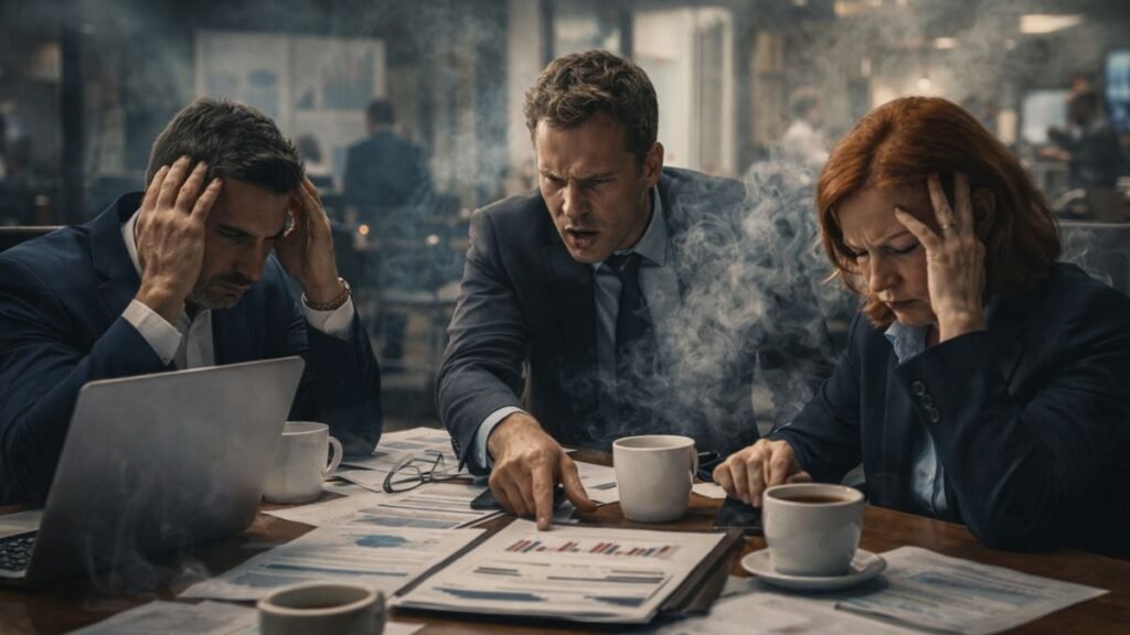 Ambiente corporativo sob pressão simbolizando teste de autoridade na experiência do cliente