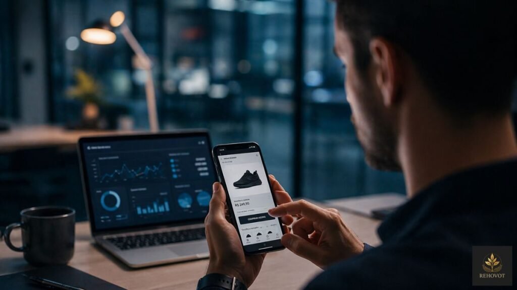 Pessoa realizando decisão de compra pelo smartphone