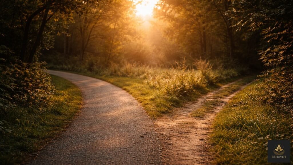 Dois caminhos divergentes representando resultados diferentes ao longo do tempo 