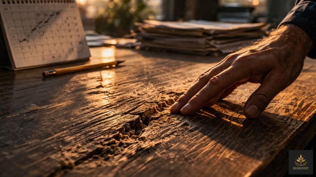 Sequência gradual representando efeito acumulado ao longo do tempo 